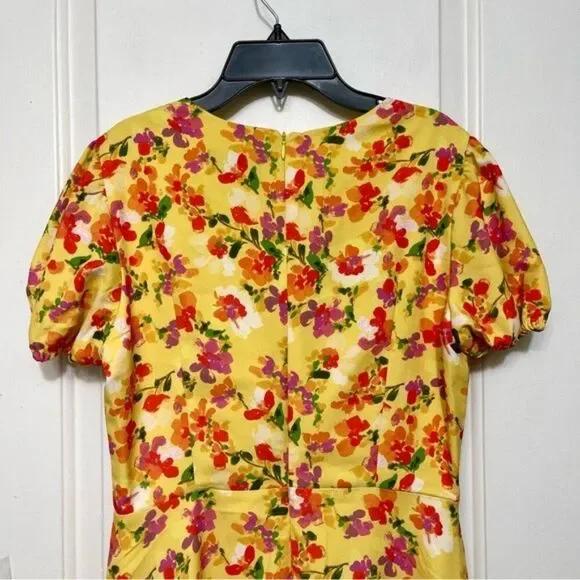 Alexia Admor Gracie Sweetheart Fit & Flare Midi Dress in Yellow Floral Size 6 - Picture 11 of 16